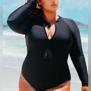 Long Sleeve Swim Shirt Zip Surfing Swimsuits NWOT